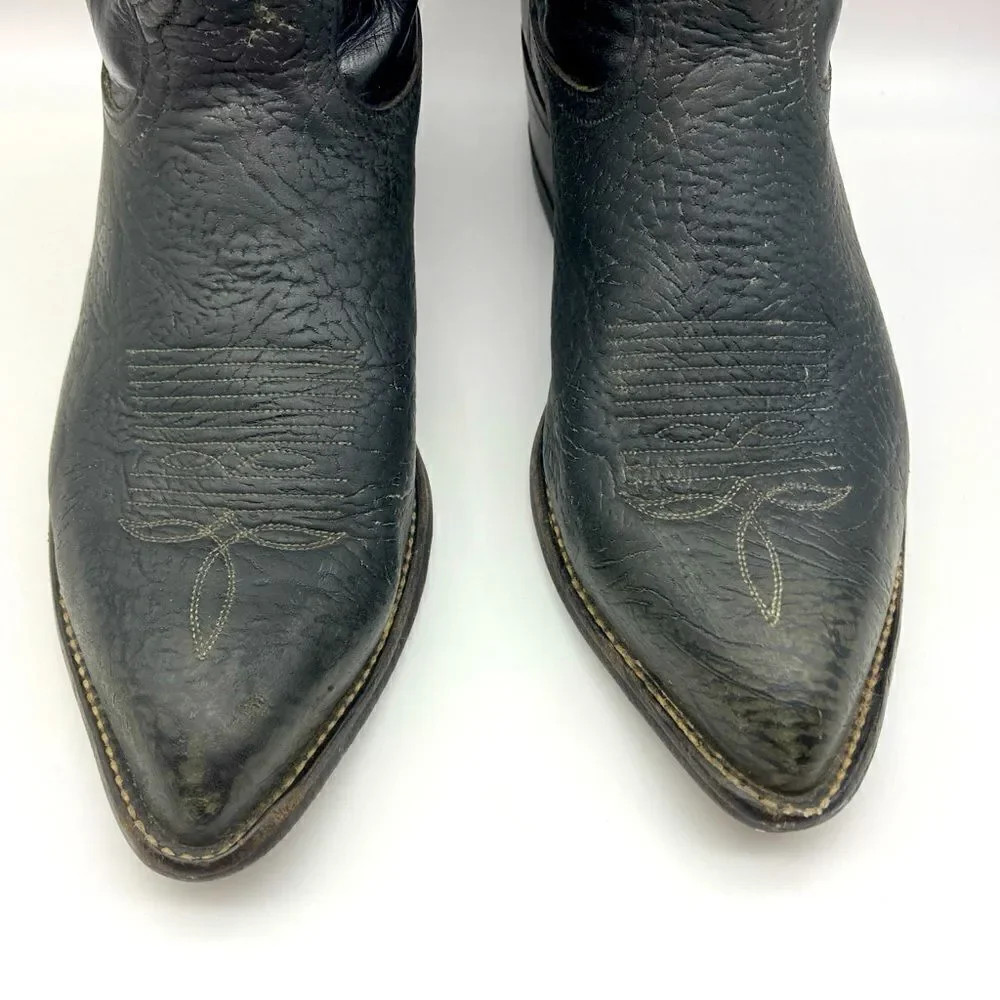 Vintage Tony Lama 6252 Shrunken Bull Shoulder Cowboy Boots SZ 9